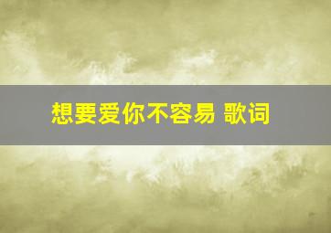 想要爱你不容易 歌词